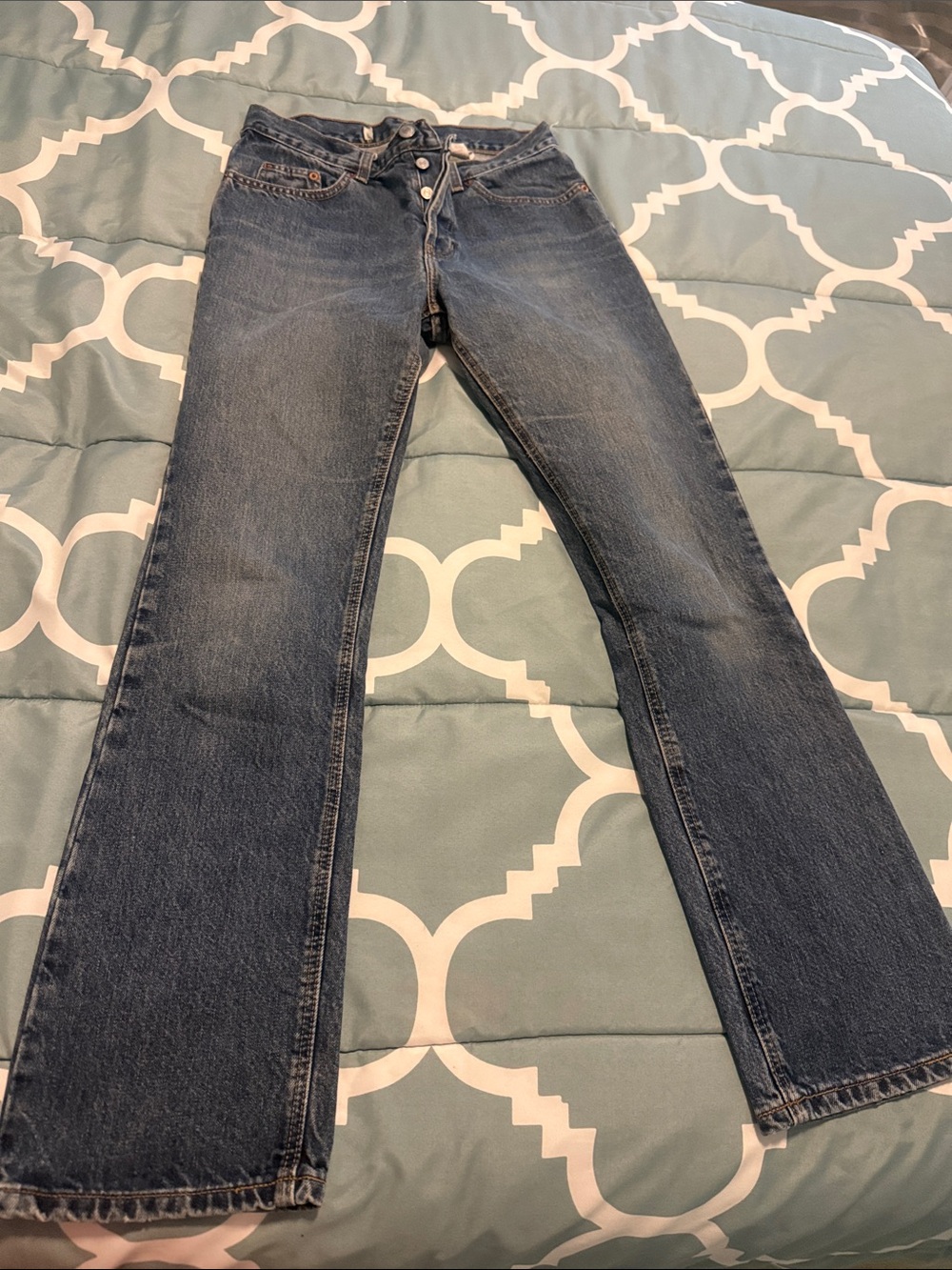 GAP Classic 90s Women's Straight-Leg high waist Jeans button-fly Dark Blue sz4